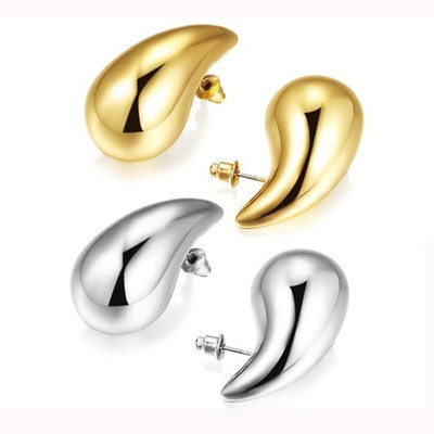 Aadvik Collections Trendy Gold & Silver Plated Teardrop Earrings - Stylish, Lightweight 2 Pairs Alloy Stud Earring