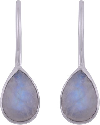 Silverandgem Natural Blue Flash Rainbow 7x10mm Cabochon Pear/Drop Shape Gemstone Sterling Silver Drops & Danglers