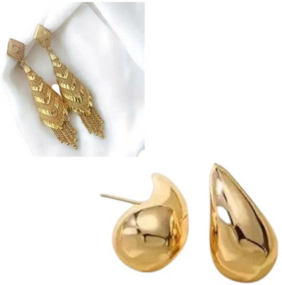 tbh Combo Golden Jhumka and Water Drop Korean Earring for Girlfriend, Sister Alloy Earring Set