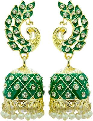 Tipsy Closet Meenakari Jhumka Earrings Women Girls Traditional Minakari Jhumki Wedding Party Beads, Pearl Alloy, Brass Drops & Danglers, Earring Set, Jhumki Earring