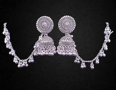 DDevish Bahubali Silver Jhumka Earrings with Intricate Design Alloy Jhumki Earring