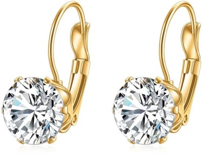 University Trendz White Diamond Clip-On Earrings for Women and Girls Cubic Zirconia Metal Clip-on Earring