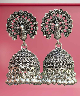 SBPR Creation Oxidised Peacock Dome Jhumka Alloy Drops & Danglers