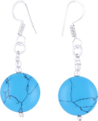 Pearlz Ocean 2.5 Inch Dyed Blue Howlite Coin Alloy Drops & Danglers