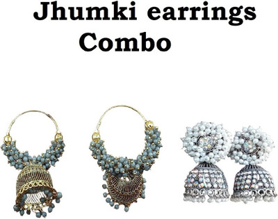 JMBW INTERNATIONAL 2 Combo flower design jhumki Beads Alloy Jhumki Earring