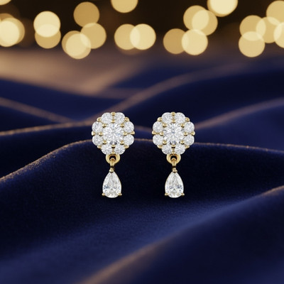 SHI Jewellery American Diamond Earrings for Women & Girls Cubic Zirconia Brass Stud Earring