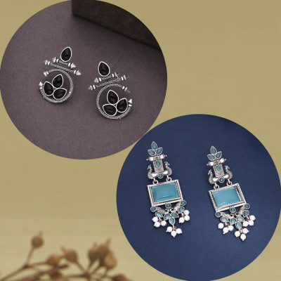 brado jewellery Silver Earring for Women & Girls Beads Brass Drops & Danglers, Stud Earring