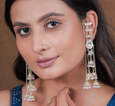 SATRANGI JEWEL Satrangi Jewel Earring With Kaan Chain Pearl Alloy Jhumki Earring