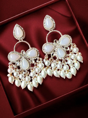 SHILPRI CREATIONS Tilak Chandbali Earrings Traditional Wedding & Party Wear Jewelry for Women Cubic Zirconia Alloy Chandbali Earring