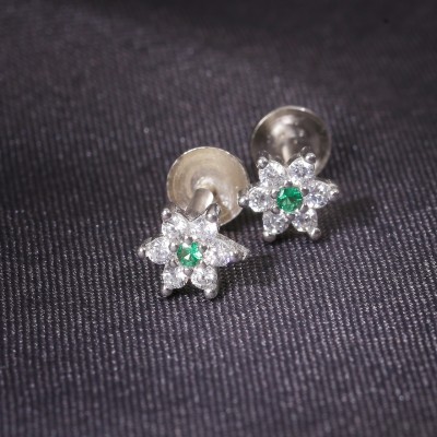 Zoi Silver Zoi Silver 925 (white & Green ) Cubic Zirconia Sterling Silver Stud Earring