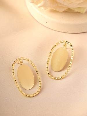 Priyaasi Matte Gold Plated Hoops Earrings Brass Stud Earring