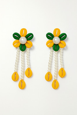 Mitansh Store Floral Beaded Imitation Earrings with Pearls Beads Alloy Drops & Danglers