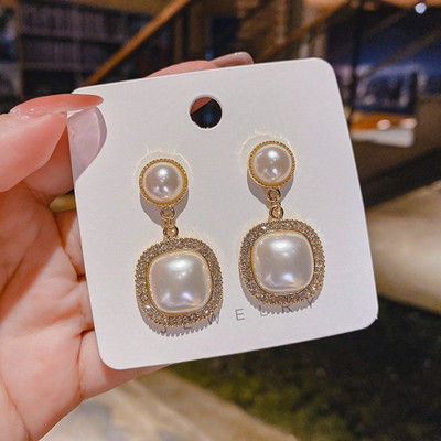 Vembley Vembley Amazing Korean Square AD-Pearl Earrings For Girls And Women Alloy Drops & Danglers