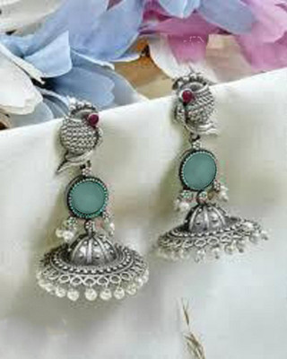 Vedda Silver Plated Drop Earrings for Women & Girls with Brass Metal Diamond Brass Drops & Danglers