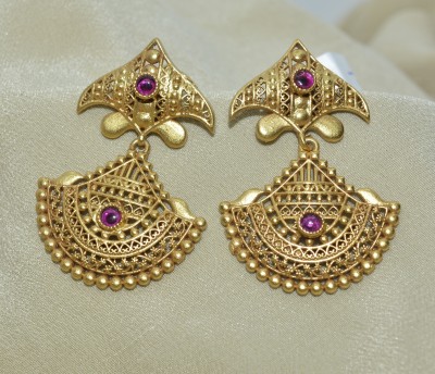 LUXEVOGUE 925 Sterling Silver Golden Blossom Earrings|Rakhi Gift|Office Wear|Party Wear Cubic Zirconia Sterling Silver Earring Set