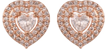 Ratnavali Jewels Rose Gold Plated american diamond Stud tops Earrings Cubic Zirconia Brass Stud Earring