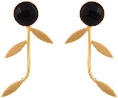 Silvermerc Designs Gold Plated Leaf Drop Earrings Brass Drops & Danglers