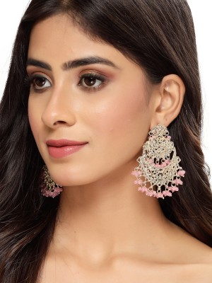 Studio Sukkhi Impressive Classy Gold Plated With Faux Beaded Pink Chandbali Earrings Alloy Chandbali Earring