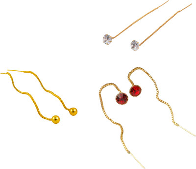 Happy Stoning Elite premium Sui Dhagga Earrings 3 Pairs Combo Brass Ear Thread