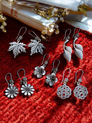 MAYUK ARTSY German Silver Oxidized Earrings Combo Set (Pack of 5) German Silver Drops & Danglers, Earring Set