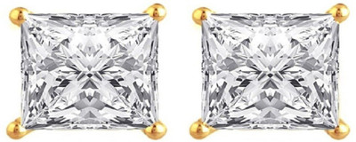 Fashion Frill Single Stone Square Shape Alloy Stud Earring