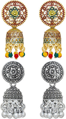 Raj And Deb Premium Silver Oxidiesd Pated Daily Wear Earrings For Daily Wear Alloy, Alloy Jhumki Earring