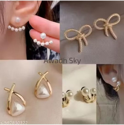 RISHASTYLE Gold plated with AD stone and pearl Zircon Alloy Stud Earring