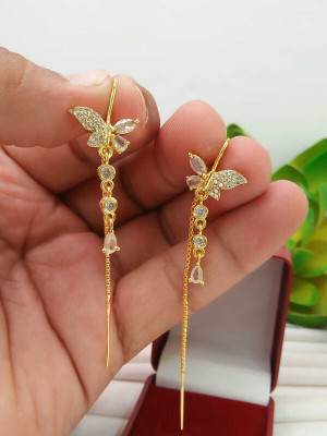 Manuvi Jewels American Diamond(AD) Earrings Cubic Zirconia Alloy Stud Earring, Drops & Danglers