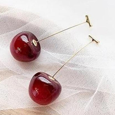 BHARDWAJ Korean western cherry earring Stainless Steel Hoop Earring Alloy Hoop Earring
