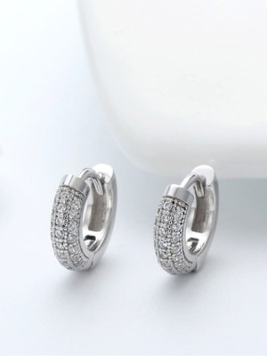 VAGHBATT Men Stainless Steel Stones Studded Circular Hoop Earrings Enamel Stud Earring