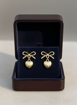 LifeLily Bow Knot Heart Drop Dangle Cute Stylish Party Wear Gold Earring for Women Alloy Drops & Danglers