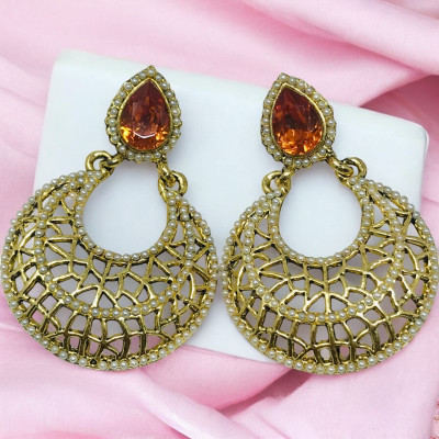 Purple stone ER 15 orrange Alloy Stud Earring