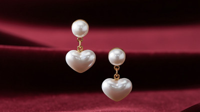 devpm Elegant Heart Pearl Drop Earrings Pearl Alloy Drops & Danglers