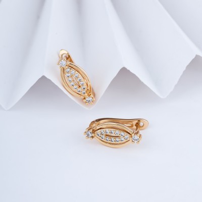 Shree Enterprise Rose Gold Beautiful American Diamond Hoop Earrings For Women & Girls. Alloy Hoop Earring