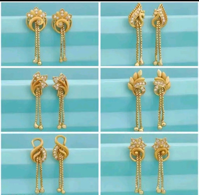 VIAANA CREATION Stylish Gold Plated Drop Earrings for Women & Girls (Set of 6) Alloy Drops & Danglers
