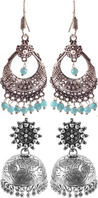 Haniya Oxidized Silver plated handmade Jhumka Jhumki Earrings German Silver, Brass Jhumki Earring