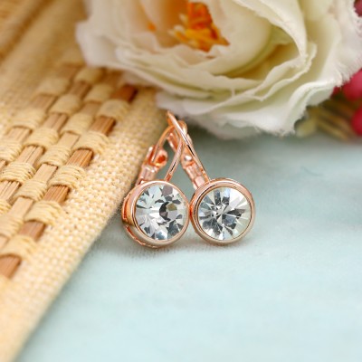 Jewelgenics Gold-Plated Korean Design White Crystal drop & Dangler Earrings Crystal Alloy Stud Earring