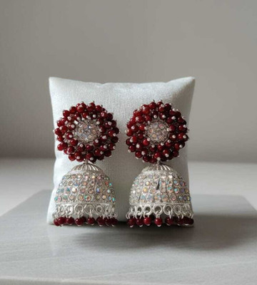 pas Unique marron Beaded Stone Jhumka Earrings for girls & women for party wear Cubic Zirconia, Crystal, Beads Alloy Rhinestone Studs, Plug Earring, Jhumki Earring, Earring Set, Drops & Danglers