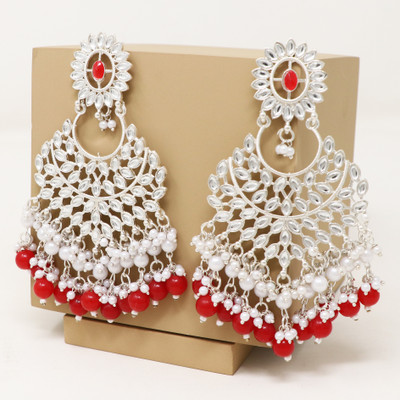 MOON ENTERPRISE Traditional Wedding Kundan Pearl Beads Alloy Earring Set