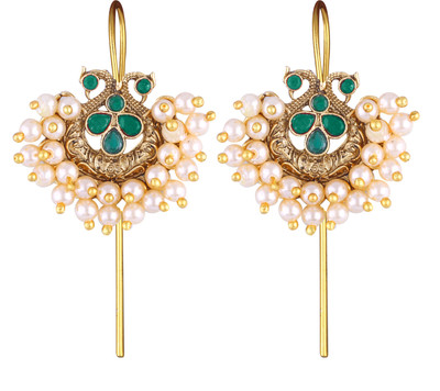 VIGHNAHARTA Elite Charming Green ear cuff Pearl Earring for Women and Girls Pearl Brass Cuff Earring