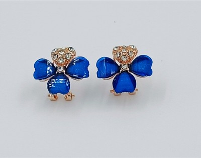 Sulakshyaa Stud Earrings Dark Blue Floral design Stone Stud Earring