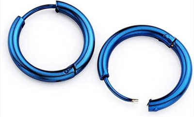 Vedansh Stylish Blue Colour Unisex Thin Hoop Stud Earrings Stainless Steel Hoop Earring