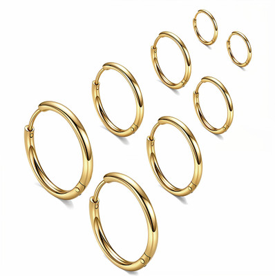 sannidhi Minimalist Hoop Earrings Golden Stainless Steel Set Stainless Steel Hoop Earring