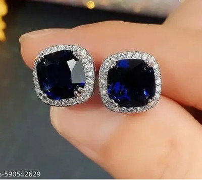 RISHASTYLE Navy blue shine stone earrings Zircon Alloy Stud Earring
