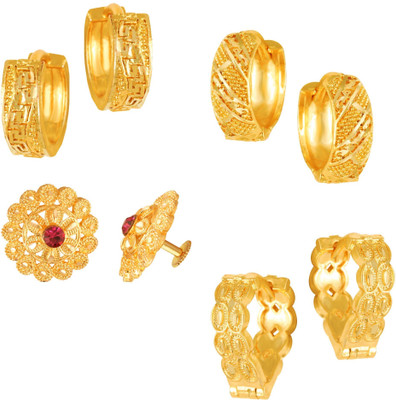 VIGHNAHARTA Goldens Combo Set(Sales Package-4 Pair Earrings ) Cubic Zirconia Alloy Clip-on Earring, Stud Earring