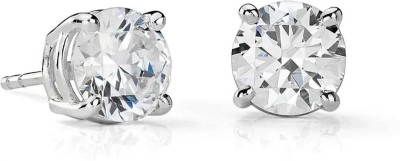 Jevher pure 925 Sterling silver Solitaire earring for girls, women and men dailywear Cubic Zirconia Sterling Silver Stud Earring