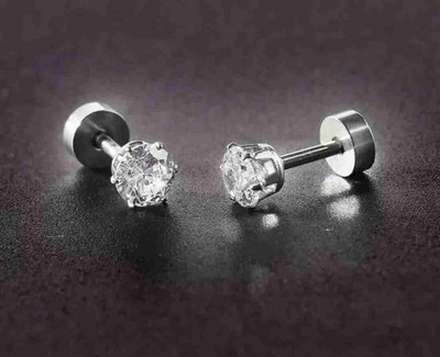 Kaima DIMOND STUD Diamond Earring for boys Earring for Men Diamond Stainless Steel Stud Earring