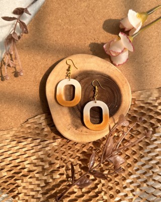 ReverseWheel ReverseWheel Handmade White & Golden Resin Earring for women and girls Resin Drops & Danglers, Hoop Earring