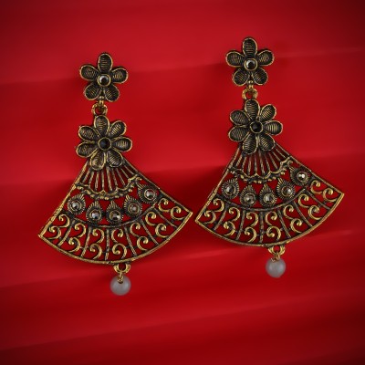 Golden Diva Golden Oxidised Premium Quality Earring Set for Women & Girls Beads Brass Drops & Danglers