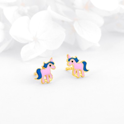 GIVA 925 Silver Golden Pie Unicorn Earrings for Kids Sterling Silver Stud Earring